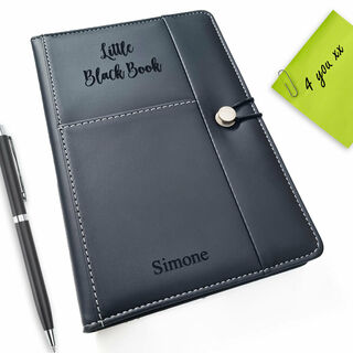 Personalised Leather Journal - Black Premium Style